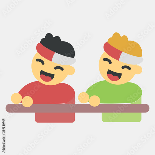 Icon tug of war competition. Indonesian independence day celebration elements. Icons in flat style. Good for prints, posters, etc.