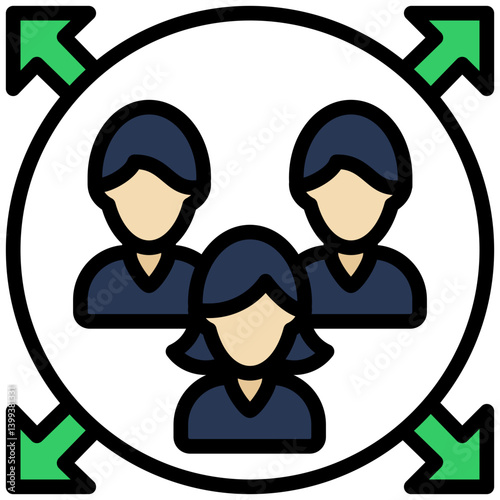 Outsourcing Outline Flat Design Style Icon, Outline Flat Design Style Icon Symbol