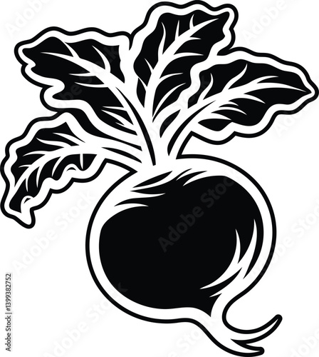 Clean and premium quality Beet silhouette and line art vector illustration, Beet vector icon design
