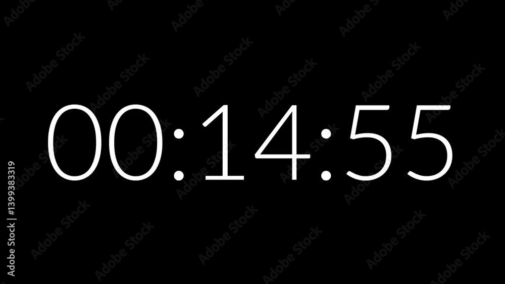 Countdown timer from 15 minute to 14 minute suitable for presentations, productivity, educational content, and more