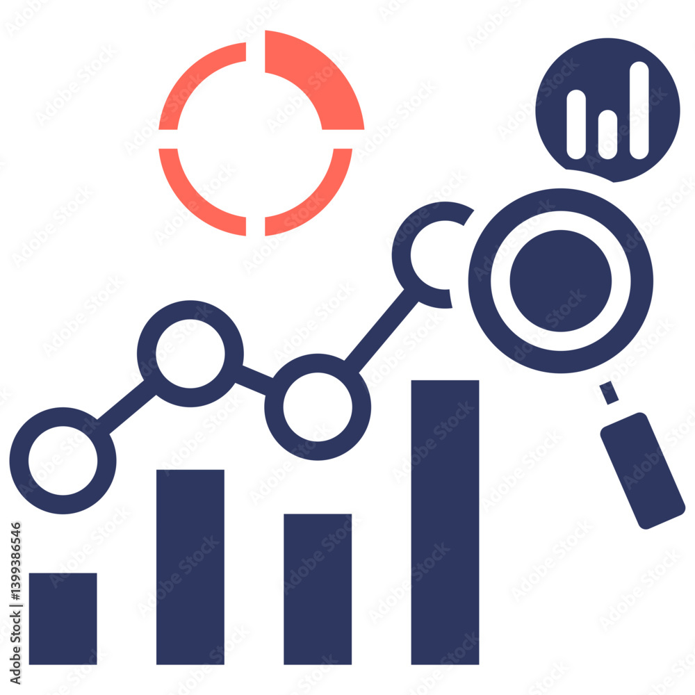 Data Growth Statistics glyph color icon Data Growth Statistics glyph color icon