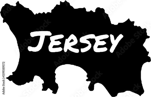 Jersey map black fill and white outline illustration vector with transparent