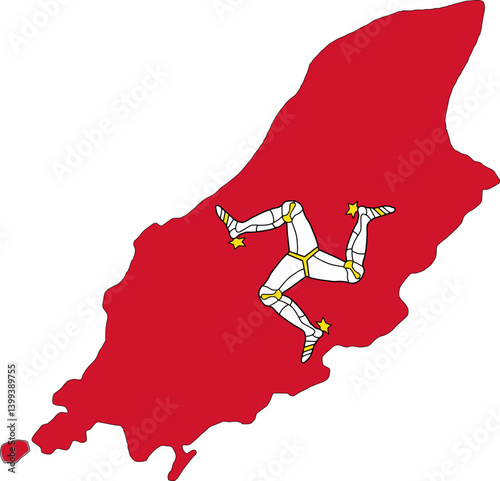 Isle of Man flag on the map illustration vector with transparent