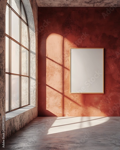 White poster with a bold typographic design, placed against a minimalist 