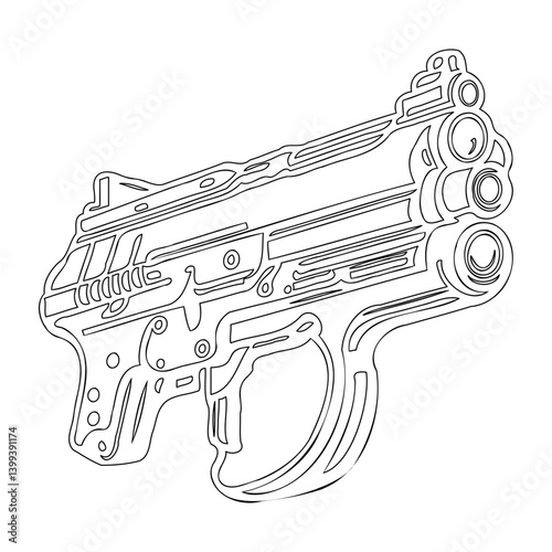 Stylized Firearm Outline against White Backdrop