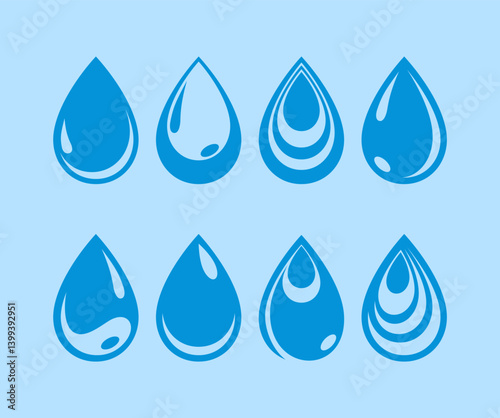 Water Splash, Blue water splash or drops isolated background, rain splash, rain drop, water drop. Water drop icon, Blue raindrop, droplet logo, Graphic drip and oil splash Vector illustration. 
