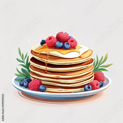 Wallpaper Mural Pancakes vector art illustration on plain white background Torontodigital.ca