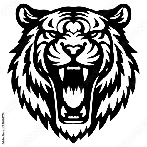 Tiger Head Roar Illustration.