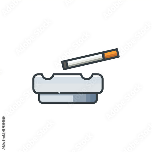 Ashtray with Cigarette Icon -  House Appliances Icon Illustration