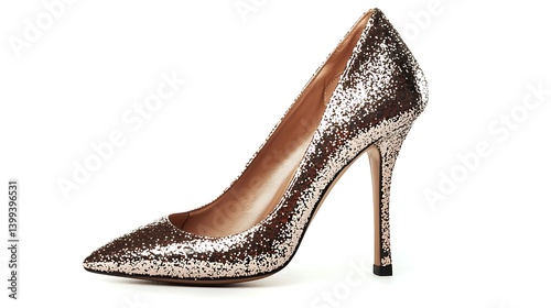 Gold and silver high heel with a glittery design
