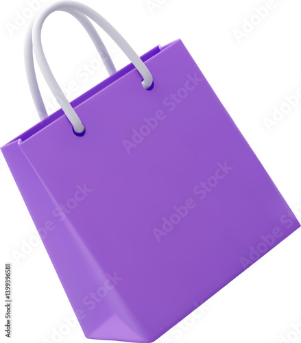 3D Shopping Bag Icon for Online Retail