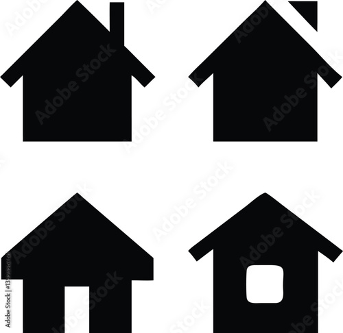 House icon set. Home vector illustration sign. Hotel symbol. Simple house symbol. Smart home icon collection. Main page pictogram in filled, thin line, outline editable Stroke. house icon, housing.