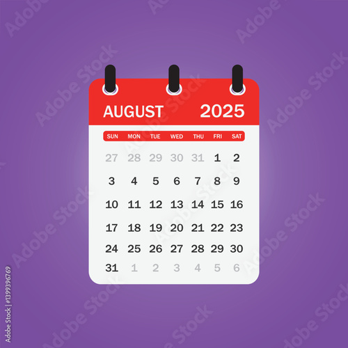 Generic Calendar Page Template Vector Art with Customizable Date Layout