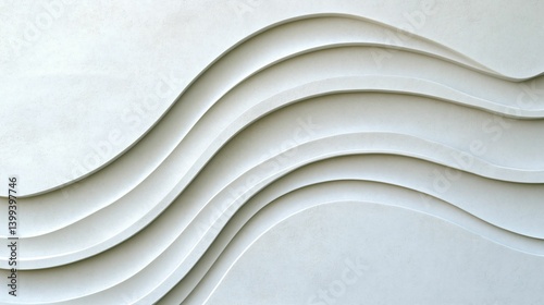 Abstract Wavy Lines on Textured White Surface for Modern Design