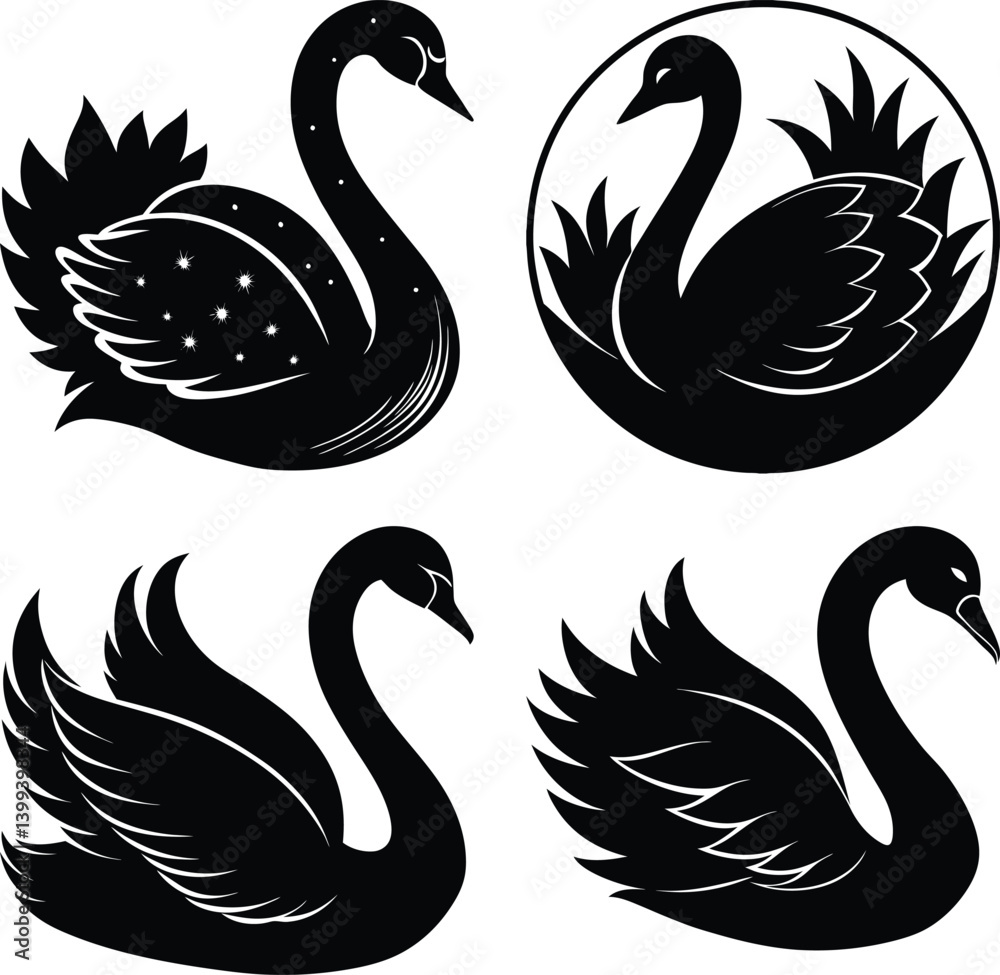 Obraz premium Swan Silhouette vector