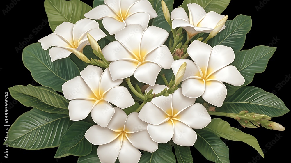 Fototapeta premium Plumeria Bouquet Illustration