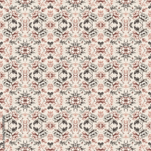 Seamless Isolated Bloom Textile Pattern – Elegant Floral Design for Fashion, Fabric, and Print