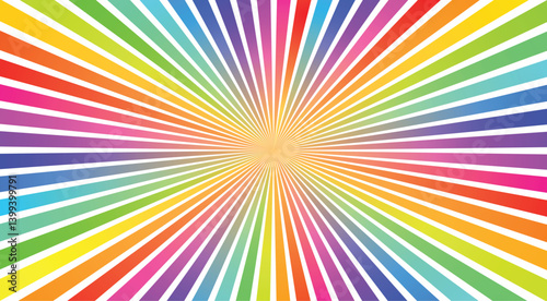 Sunburst rainbow color vector illustration for background design.