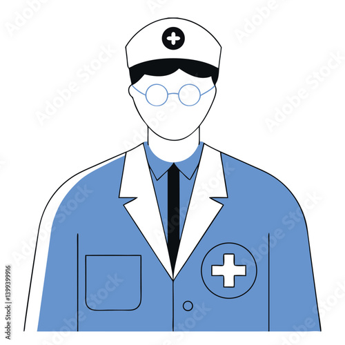 Doctor Vector Illustration – Medical Professional in Scrubs and Lab Coat