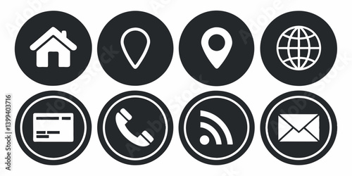 Business card icons set, contact information icon