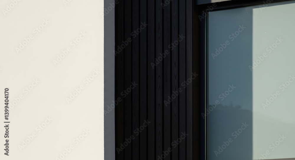 Modern Architectural Detail Black Vertical Cladding and Off-White Wall Modern Architectural Detail Black Vertical Cladding and Off-White Wall