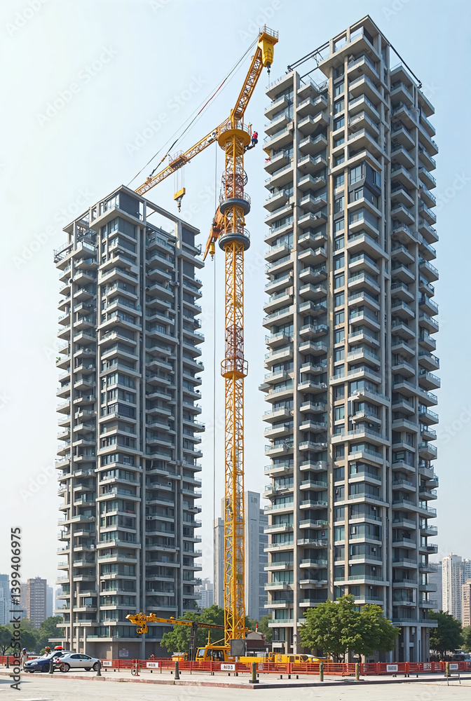 Fototapeta premium building under construction with crane
