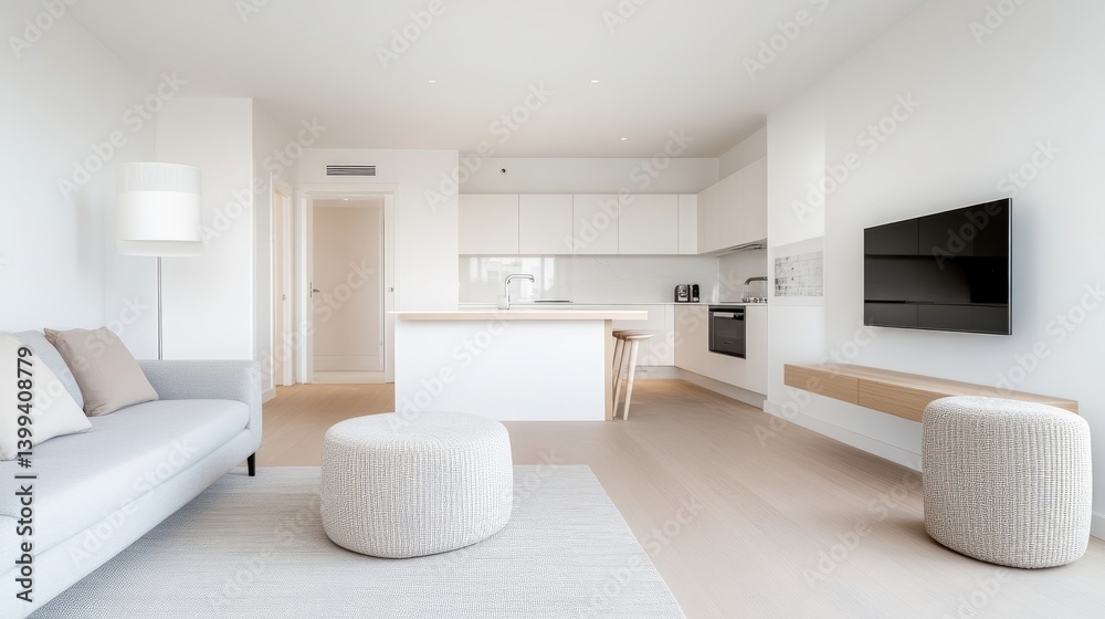 Fototapeta premium Modern minimalist apartment interior