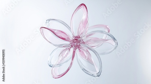 A beautiful translucent flower made of glass with pink accents