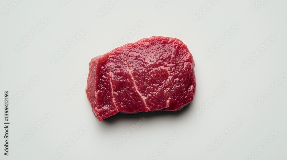Fototapeta premium Fresh raw meat placed on a clean surface ready for preparation or cooking in a kitchen setting