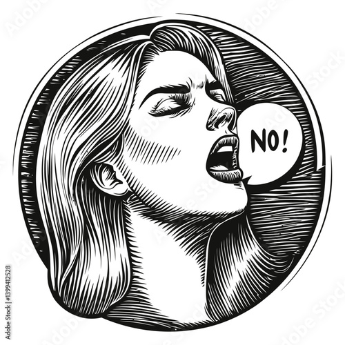 Strong Female Expression of Rejection with Bold No! Declaration