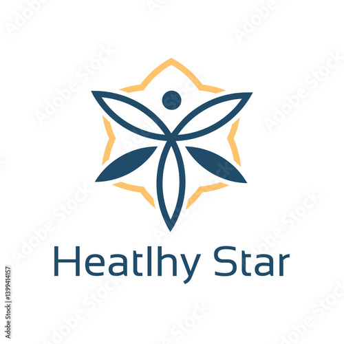 Happy Wellness Healthy People Nature Leaf Star Abstract Logo Template