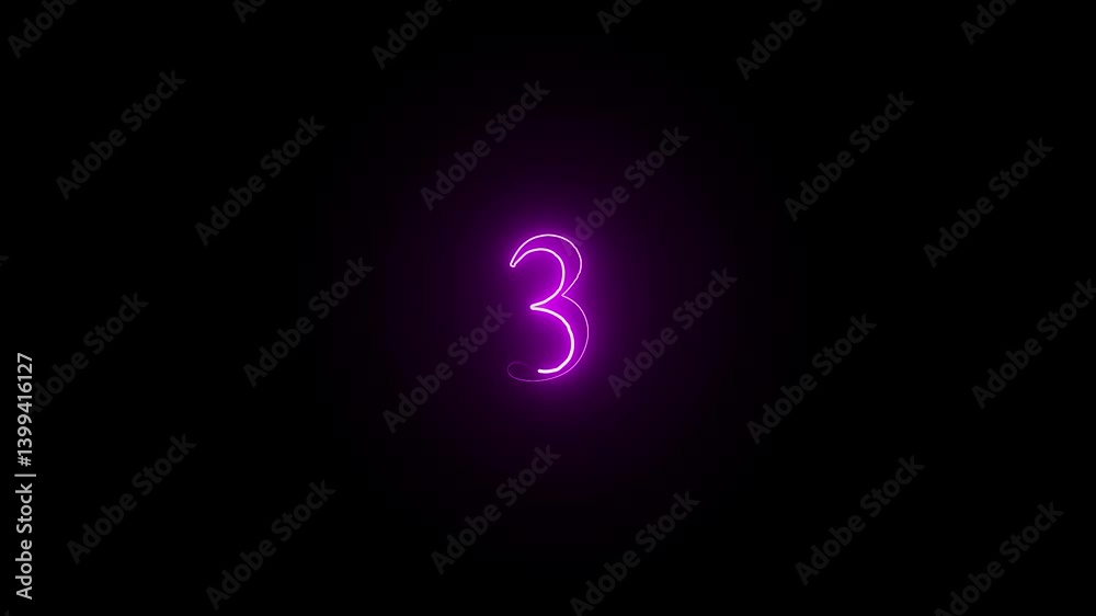Abstract Glowing neon number 3 Abstract Glowing neon number 3