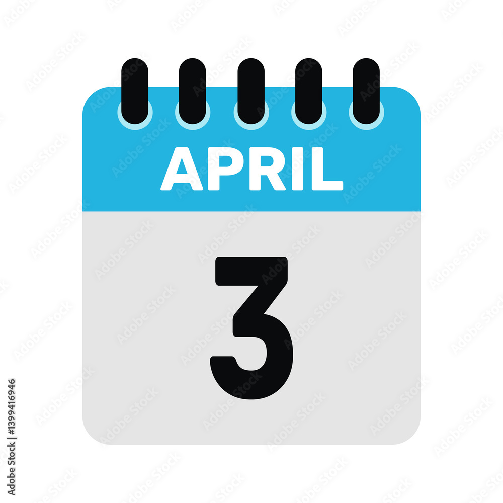 april 3 calendar date icon Vector design Illustration Background. april 3 calendar date icon Vector design Illustration Background.