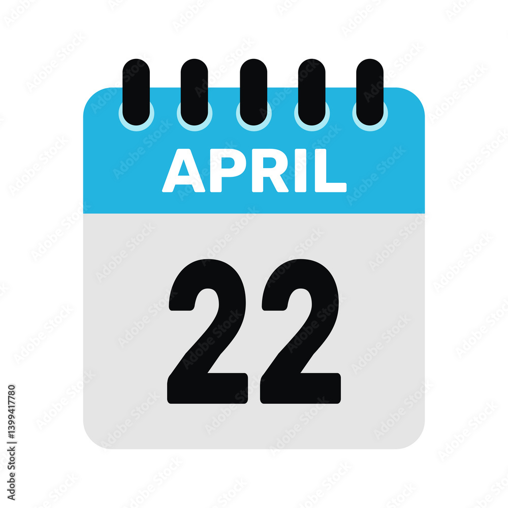 Fototapeta premium april 22 calendar date icon Vector design Illustration Background.