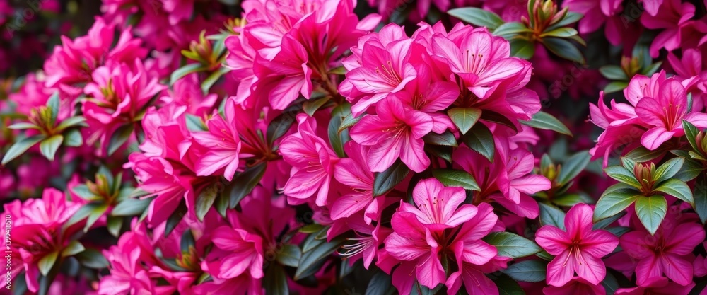Vibrant pink azalea blossoms in full bloom, rhododendron species, azalea, beautiful Vibrant pink azalea blossoms in full bloom, rhododendron species, azalea, beautiful
