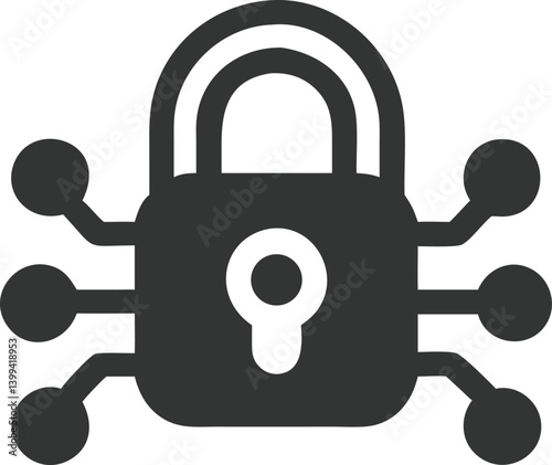 Isolated Dark Grey Padlock with Keyhole Icon on a Transparent Background