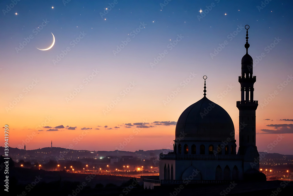 Fototapeta premium Sheep in front of mosque Eid ul adha islamic Eid ul Adha Mubarak background