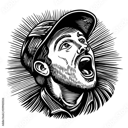 Expressive Male Portrait with Rays of Light and Dynamic Emotion