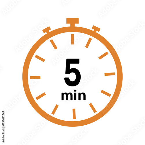 5 minute Timer, clock, icon vector stopwatch isolated icons. Countdown timer symbol.