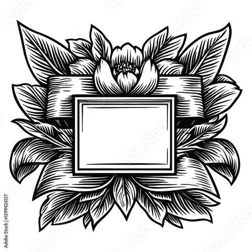 Floral Decorative Frame with Blank Space for Custom Text Design