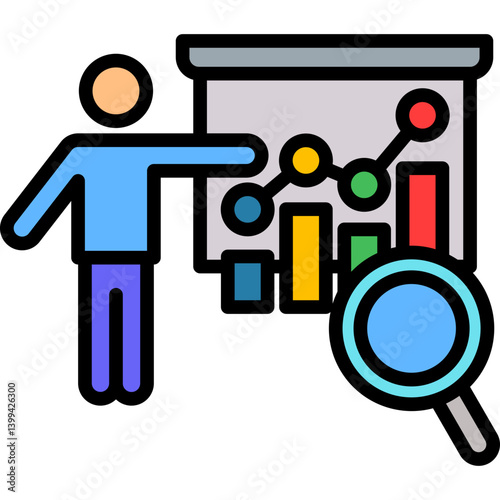 Interpreting Data lineal color icon