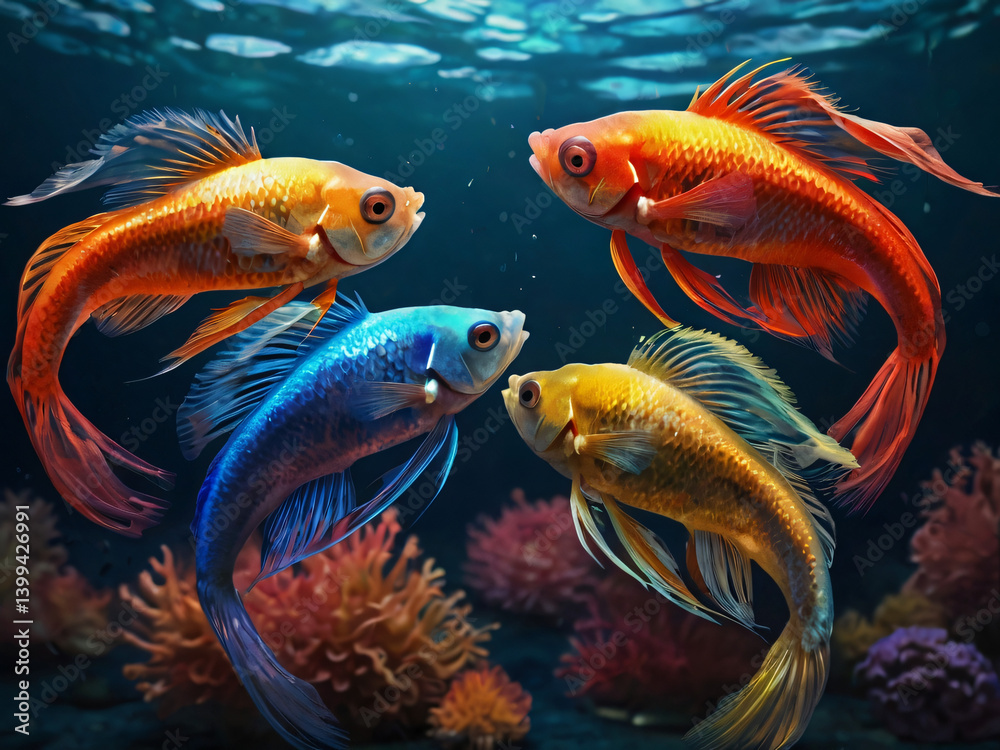 Fototapeta premium colorful fish in aquarium