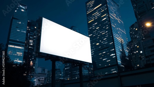 Fototapeta Naklejka Na Ścianę i Meble -  Blank billboard at night in city (2)