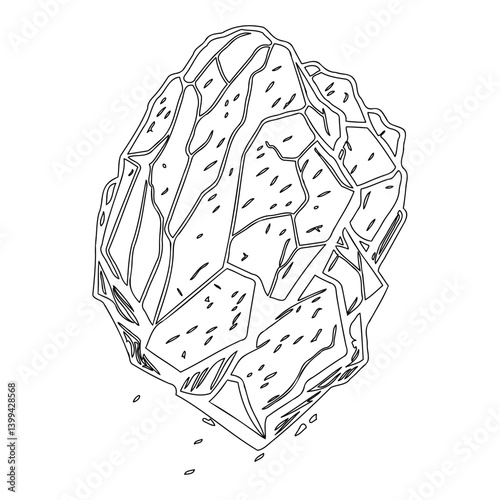 Detailed Vector Line Art of a Rough Morel Fungus