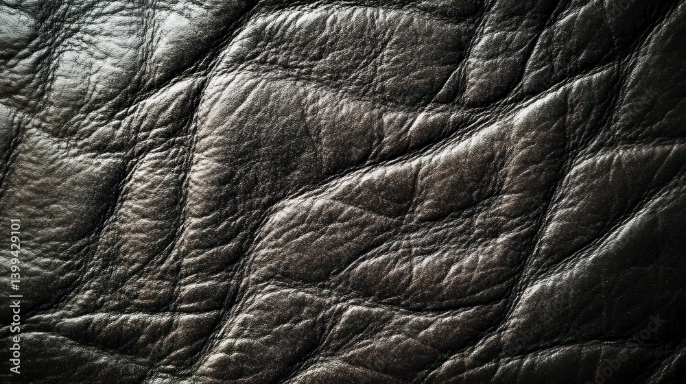 Obraz premium Close-up view of dark leather texture