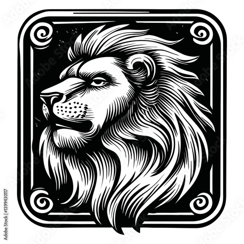 Detailed Lion Illustration in Vintage Style for Artistic Use