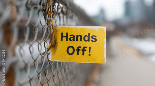 Hands Off Warning: A close-...