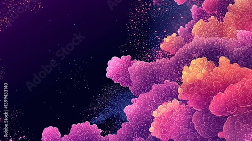 Vibrant Abstract Background with Swirls and Colorful Cloud Shapes