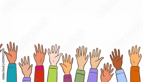 Hands up. Vector isolated illustration. A symbol of freely volunteer and awareness