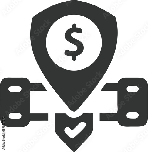 Secure Money Pin with Blockchain Connection in Gray Color and Transparent Background